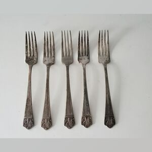 Lady Esther Antique Silverplated 5 Dinner Forks